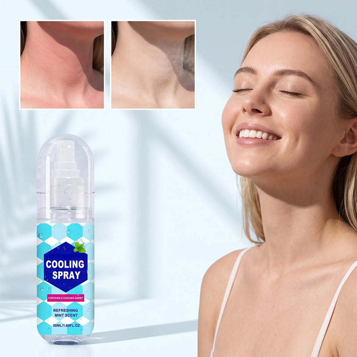 Cooling Spray for Body 50ml Summer Face Refreshing Mist Mint Scent Instant Cooling Spray for Adults Outdoor Activities Workout