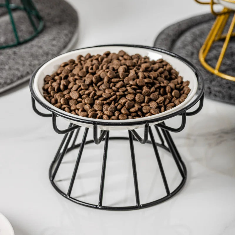 Pet Ceramic Bowl, High Footed Ceramic Cat Food Bowl, Snack Bowl, Anti Overturning Indoor & Outdoor Feeding Drinking Accessories