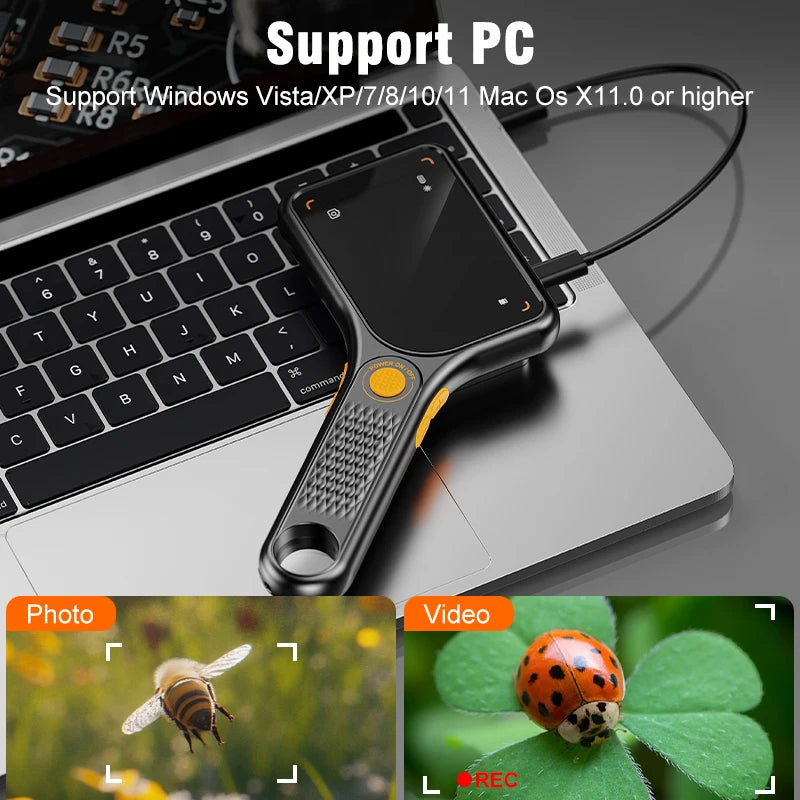 Handheld USB Digital Microscope 3.0 inch Big Screen Autofocus Digital Magnifying Glass 500x 2MP for Electronics Repair PCB Watch