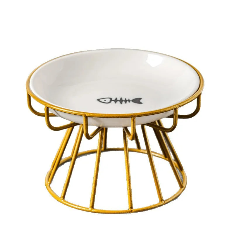 Pet Ceramic Bowl, High Footed Ceramic Cat Food Bowl, Snack Bowl, Anti Overturning Indoor & Outdoor Feeding Drinking Accessories