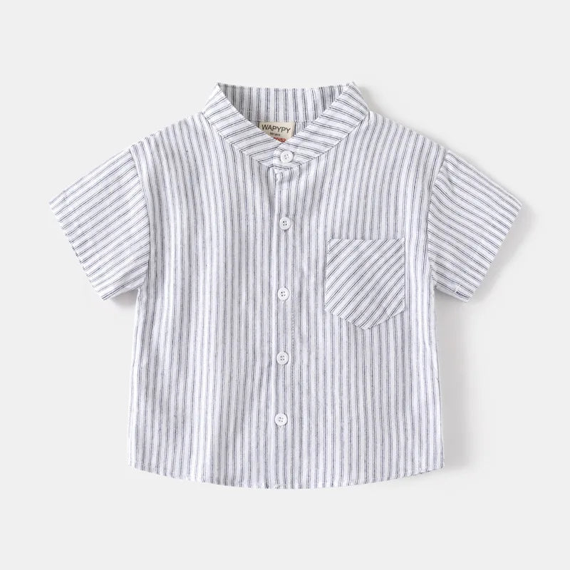 Basic White Shirts for Boys Clothes Summer 100Cotton Short Sleeve Kids Tops 2025 Toddler Boy Shirt Blue Children 2 to 8 Years