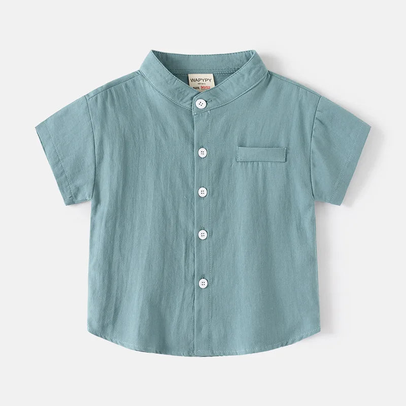 Basic White Shirts for Boys Clothes Summer 100Cotton Short Sleeve Kids Tops 2025 Toddler Boy Shirt Blue Children 2 to 8 Years