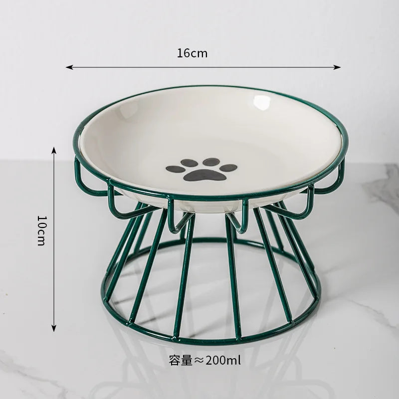 Pet Ceramic Bowl, High Footed Ceramic Cat Food Bowl, Snack Bowl, Anti Overturning Indoor & Outdoor Feeding Drinking Accessories