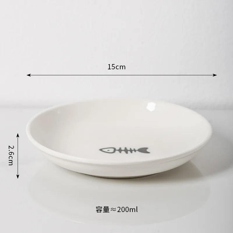 Pet Ceramic Bowl, High Footed Ceramic Cat Food Bowl, Snack Bowl, Anti Overturning Indoor & Outdoor Feeding Drinking Accessories