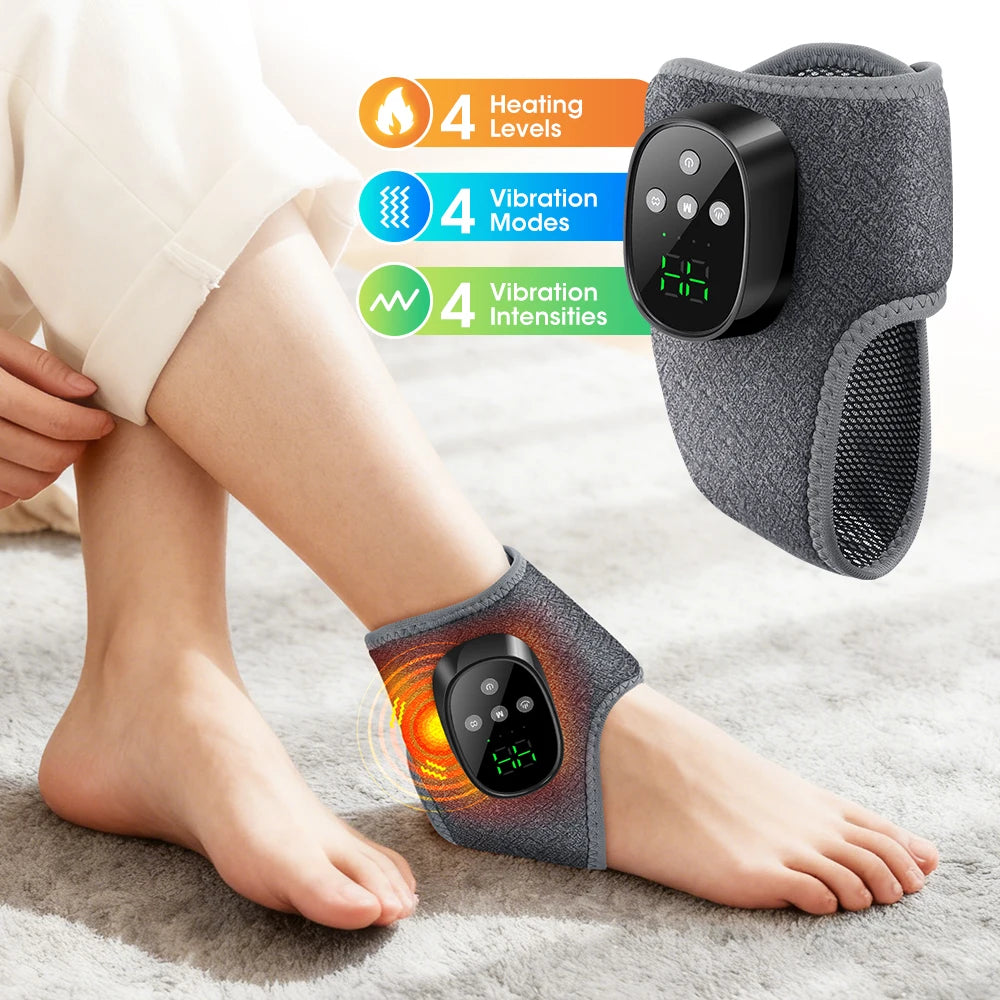 Electric Foot Massager Heated Vibration Cordless Ankle Wrap Portable Leg Care Relaxation Pad For Home Office Women Seniors