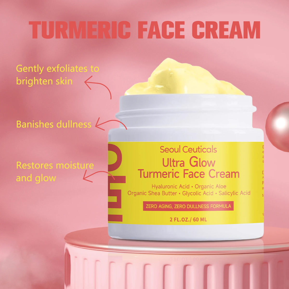 Turmeric Face Moisturizing Cream Hydrating Skin Nourishing Glow Locking Anti Oxidant Soothing Daily Facial Lotion Self Care