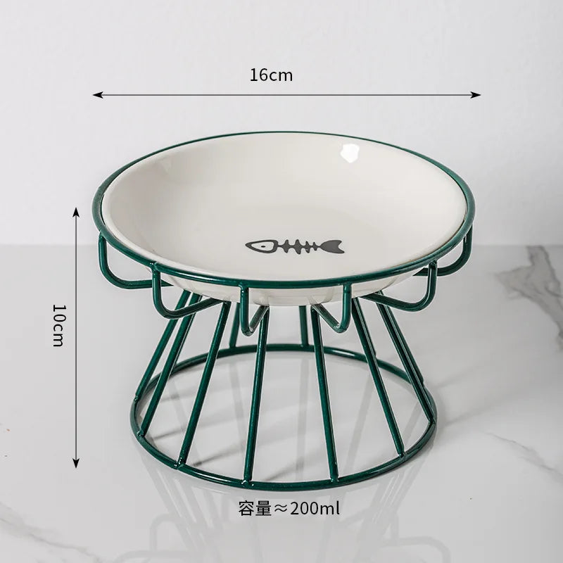 Pet Ceramic Bowl, High Footed Ceramic Cat Food Bowl, Snack Bowl, Anti Overturning Indoor & Outdoor Feeding Drinking Accessories