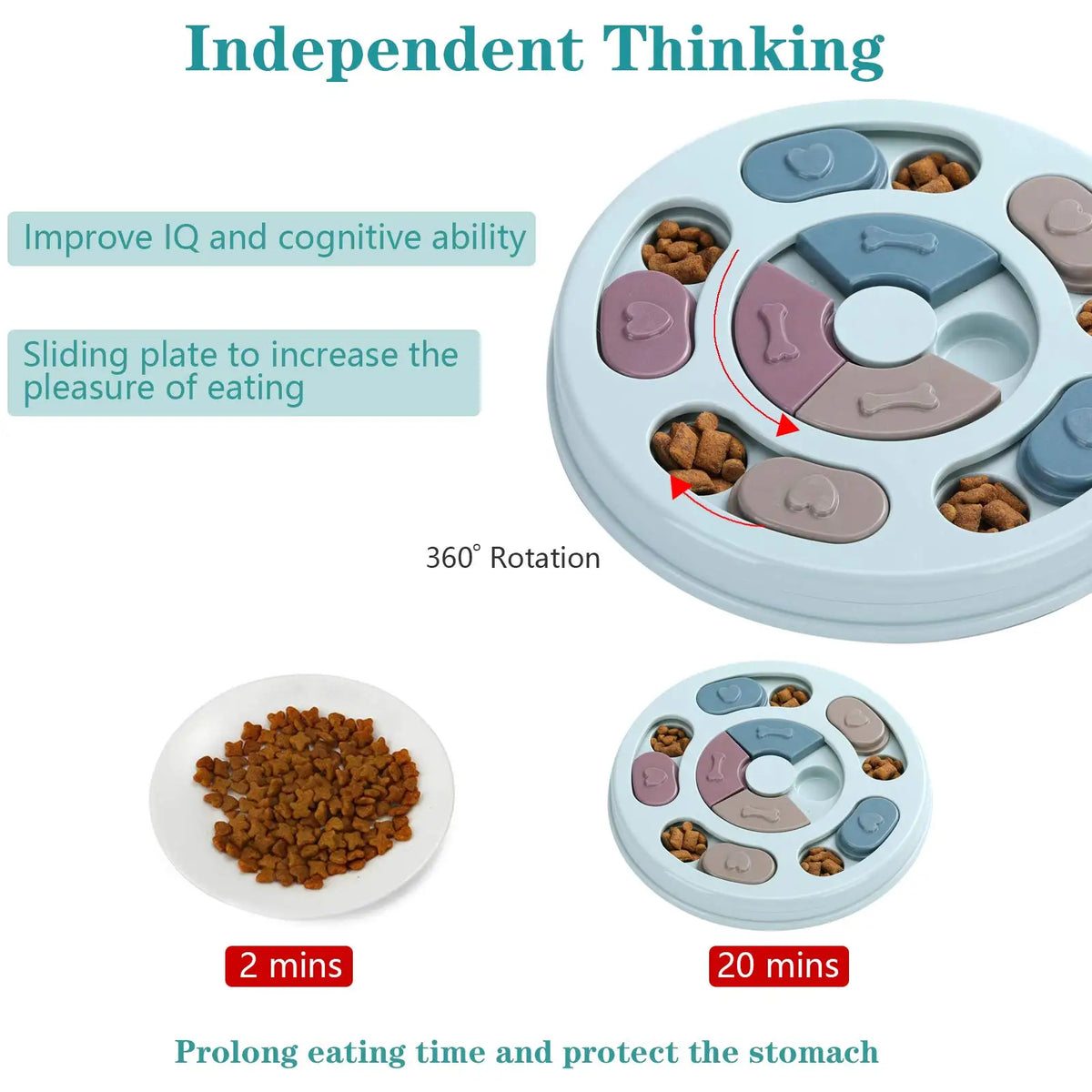 Dog Treat Puzzle Toy Food Dispenser IQ Training Mental Enrichment Slow Feeder Interactive Pet Game for Small Medium Large Dogs