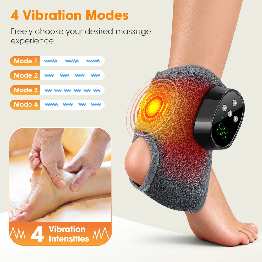 Electric Foot Massager Heated Vibration Cordless Ankle Wrap Portable Leg Care Relaxation Pad For Home Office Women Seniors