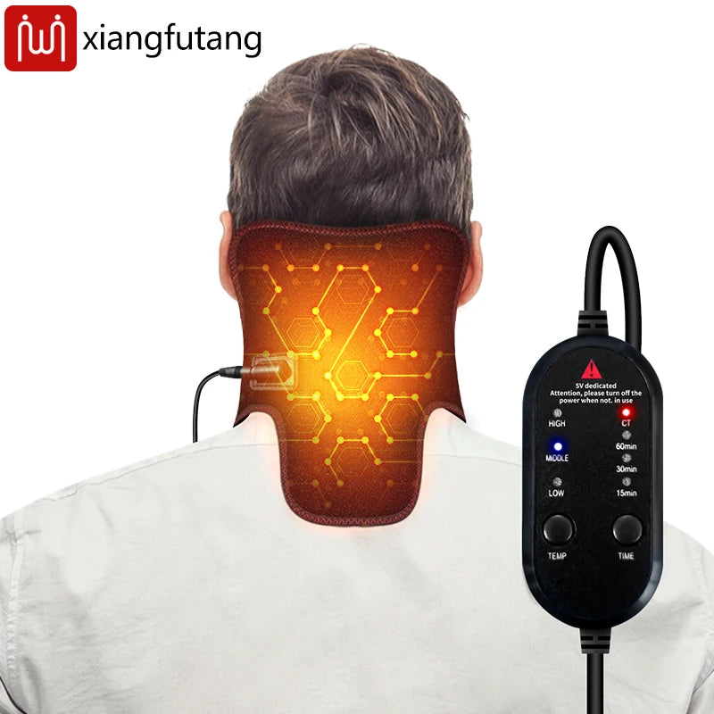 Electric Heated Neck Brace Massager Belt with 3 Adjustable Temperature Levels for Warmth And Neck Massage Relaxation Support