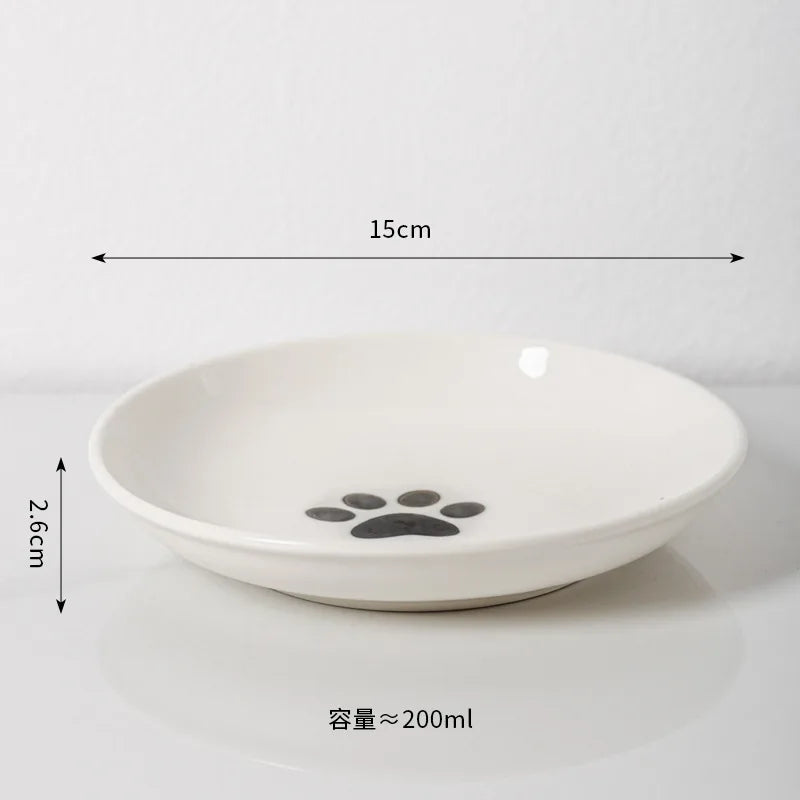 Pet Ceramic Bowl, High Footed Ceramic Cat Food Bowl, Snack Bowl, Anti Overturning Indoor & Outdoor Feeding Drinking Accessories