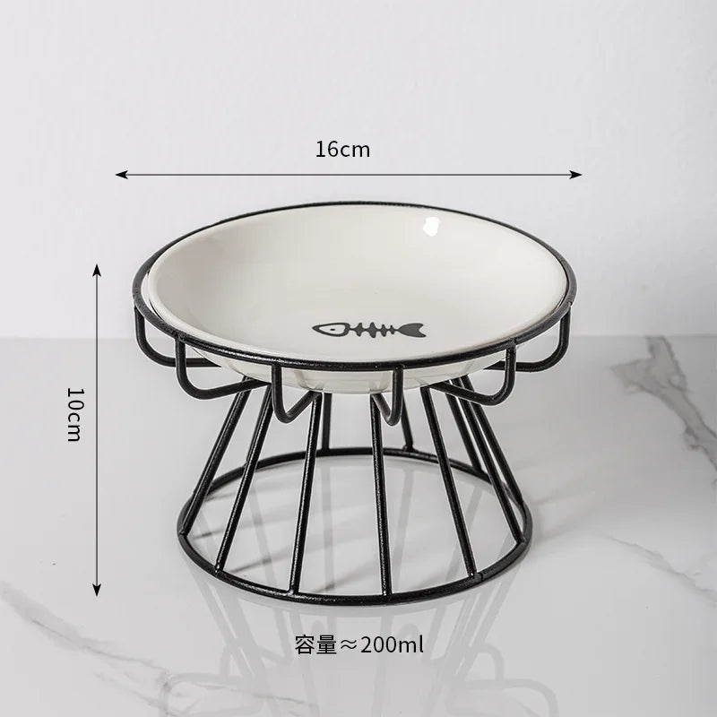 Pet Ceramic Bowl, High Footed Ceramic Cat Food Bowl, Snack Bowl, Anti Overturning Indoor & Outdoor Feeding Drinking Accessories