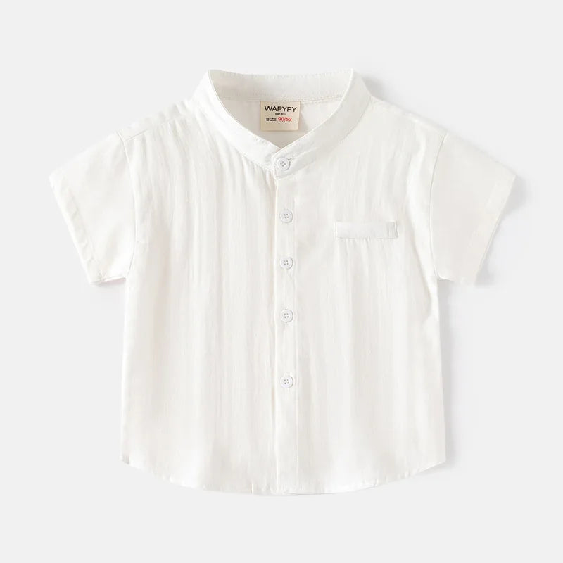 Basic White Shirts for Boys Clothes Summer 100Cotton Short Sleeve Kids Tops 2025 Toddler Boy Shirt Blue Children 2 to 8 Years