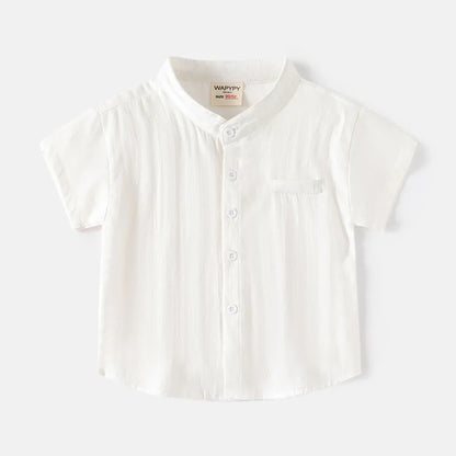 Basic White Shirts for Boys Clothes Summer 100Cotton Short Sleeve Kids Tops 2025 Toddler Boy Shirt Blue Children 2 to 8 Years