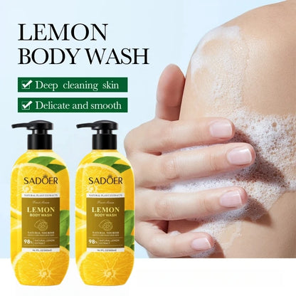 Lemon Shower Gel 400ml, Hypoallergenic, Alcohol-Free, Moisturizing, Nourishing for Skin Care, Refreshing and Oil-Controlling, Suitable for Use All Year Round, Easily Controls Oil and Cleanses Dirt through Rubbing, and Lasts f