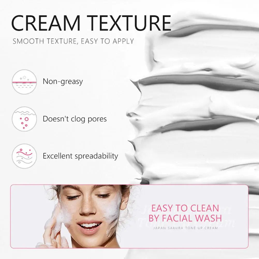 Facial Moisturizer Tone-up Face Cream,Sakura Essence Glow Moisturizer  Hydrating Smooth Dry Skin Nourishing Skin Care 60g