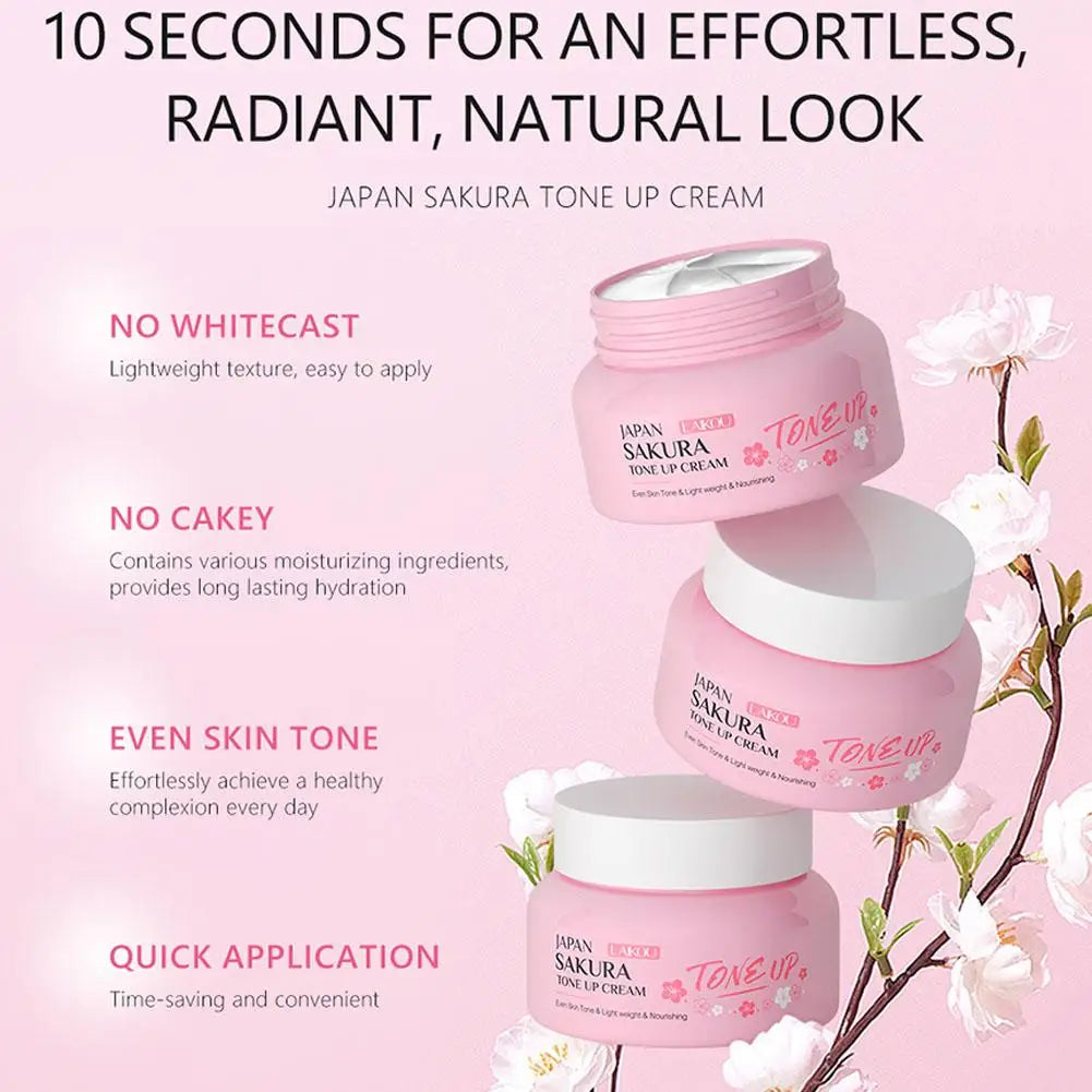 Facial Moisturizer Tone-up Face Cream,Sakura Essence Glow Moisturizer  Hydrating Smooth Dry Skin Nourishing Skin Care 60g