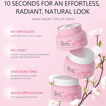 Facial Moisturizer Tone-up Face Cream,Sakura Essence Glow Moisturizer  Hydrating Smooth Dry Skin Nourishing Skin Care 60g