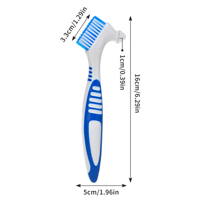 Denture Brush 4Pcs Denture Toothbrushes，Denture Cleaning Care Cleaning Brush ，Double Sided Toothbrush，Multi-Layered Bristles