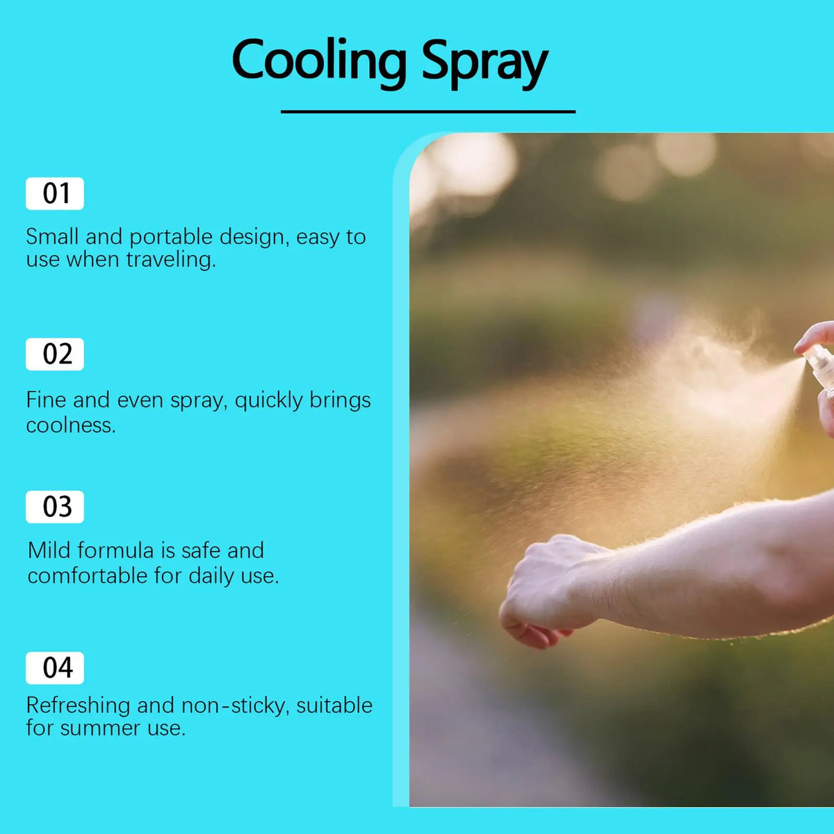 Cooling Spray for Body 50ml Summer Face Refreshing Mist Mint Scent Instant Cooling Spray for Adults Outdoor Activities Workout
