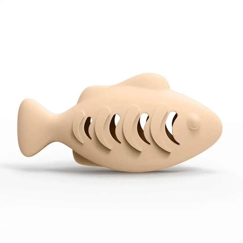 Interactive Cat Toy Food Dispenser for Indoor Cats Blue Treat &amp; Catnip Stuffer Engaging Silicone Fish Chew Toy Dental Care
