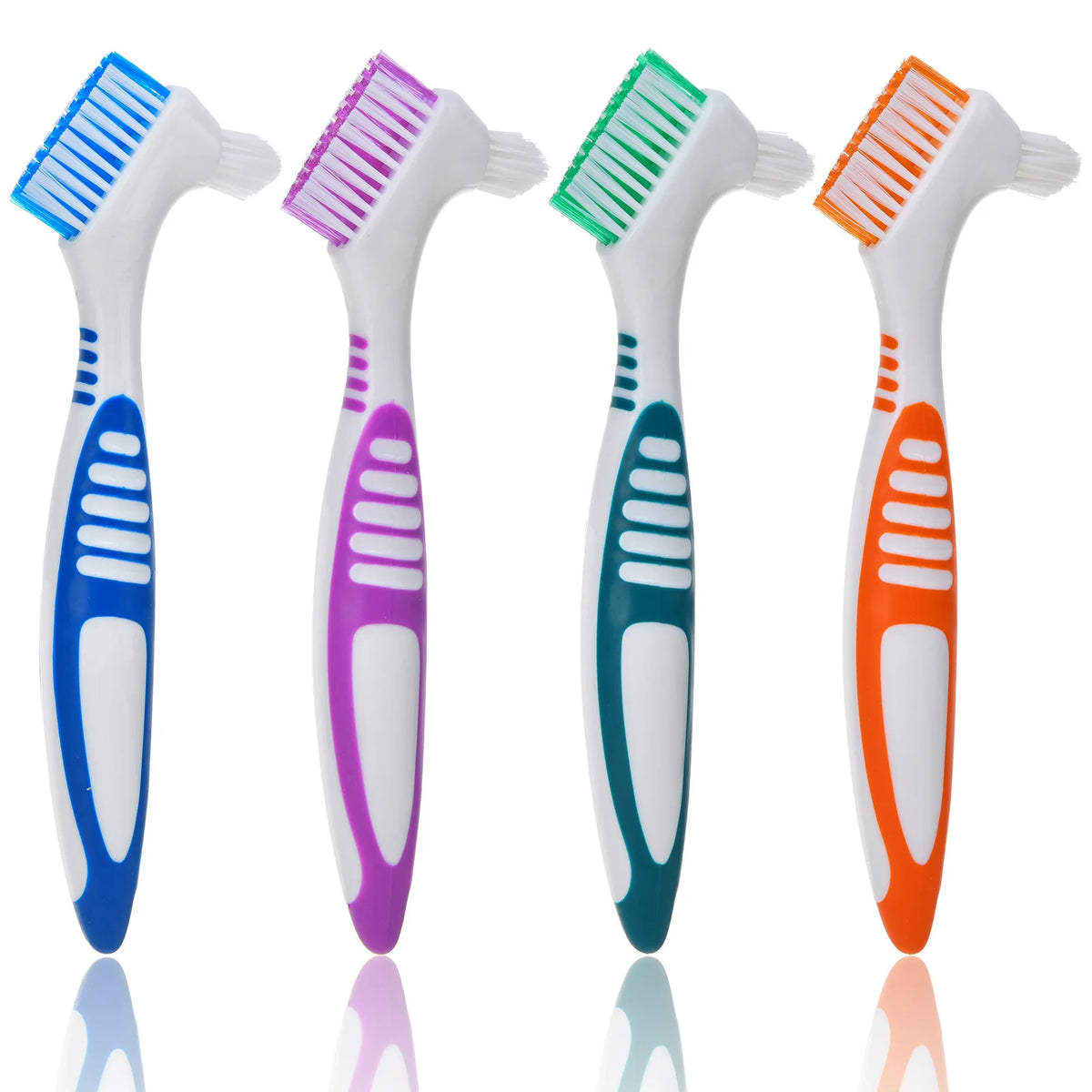 Denture Brush 4Pcs Denture Toothbrushes，Denture Cleaning Care Cleaning Brush ，Double Sided Toothbrush，Multi-Layered Bristles