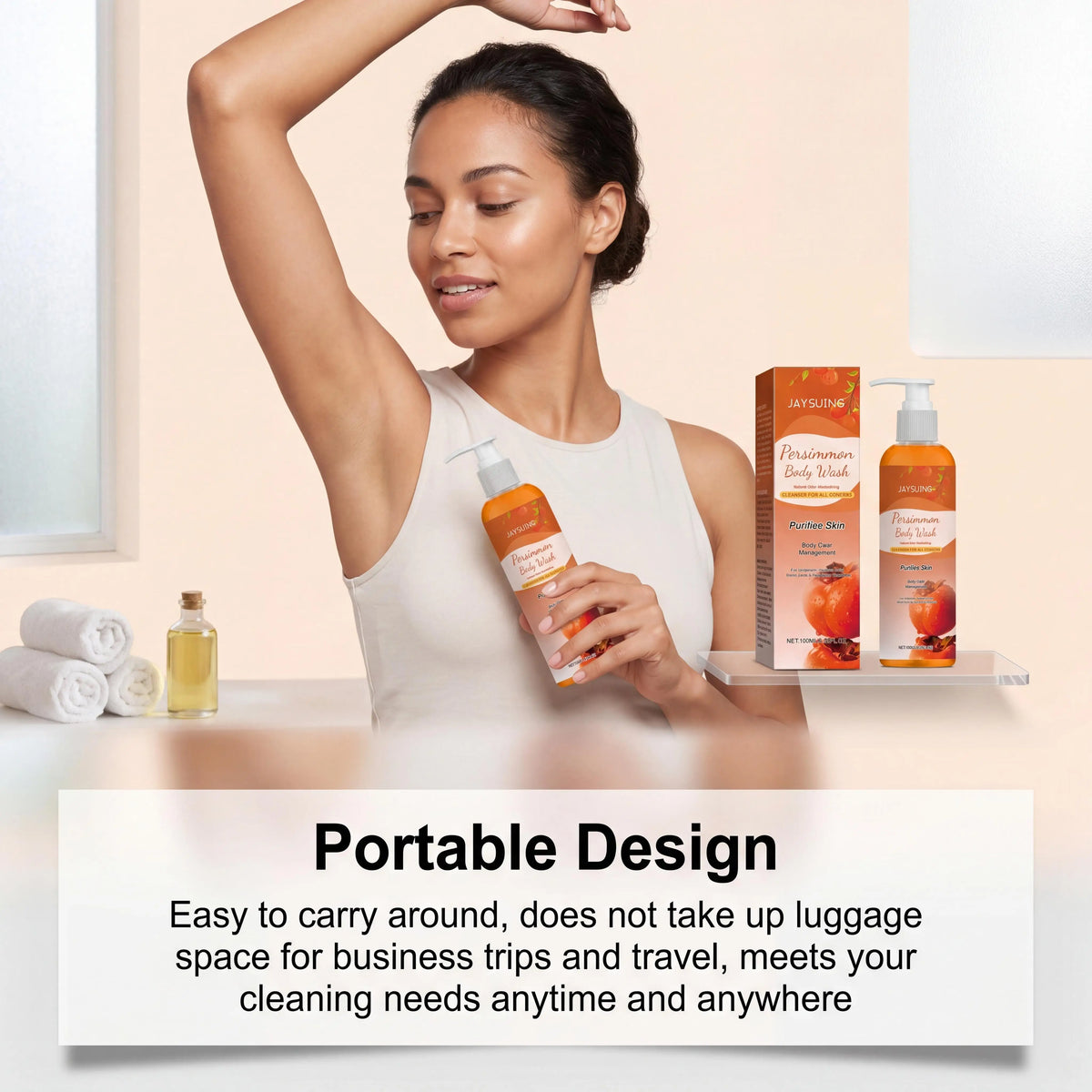 Persimmon Shower Gel Gentle Cleansing Deodorizing Exfoliating Maintain Skin Comfort Long Lasting Oil Control Fragrant Body Wash