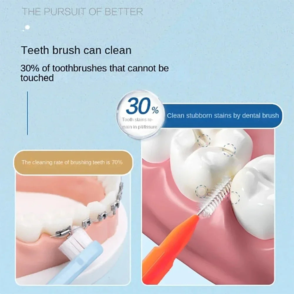 30pcsInterdental Brushes Dental Brush Between Teeth For Dental Orthodontic Clean Between Teeth Cleaning Tools Soft Micro Brushes