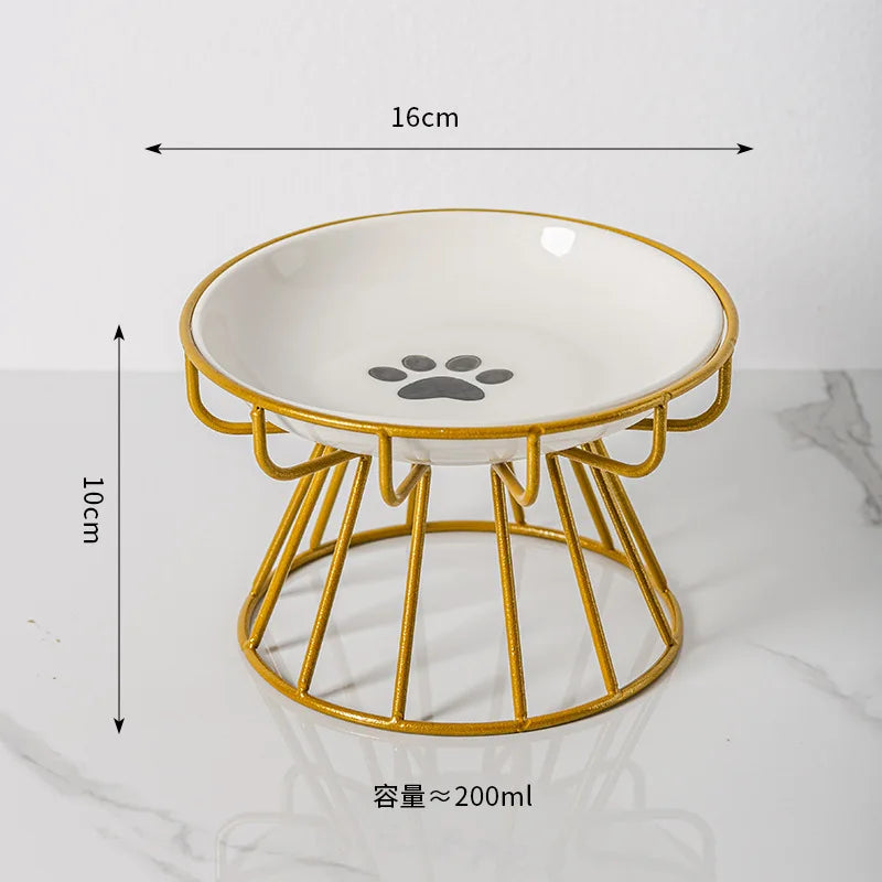 Pet Ceramic Bowl, High Footed Ceramic Cat Food Bowl, Snack Bowl, Anti Overturning Indoor &amp; Outdoor Feeding Drinking Accessories