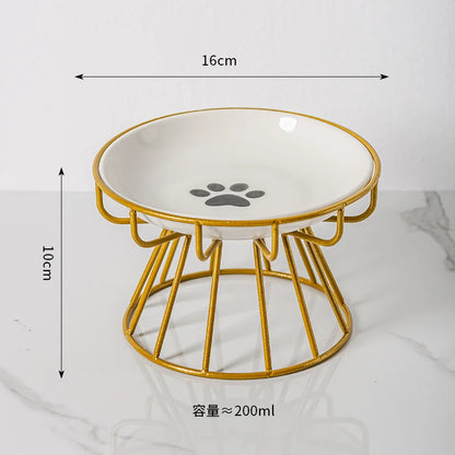 Pet Ceramic Bowl, High Footed Ceramic Cat Food Bowl, Snack Bowl, Anti Overturning Indoor &amp; Outdoor Feeding Drinking Accessories