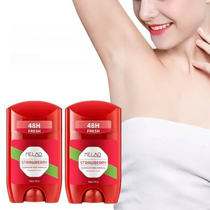 50g Strawberry-Flavored Deodorant Stick, Moisturizing and Deodorizing, with a Fresh Scent, Aluminum-Free, 72-Hour Long-Lasting Fragrance, Suitable for Daily Use on Underarms, Hands, Feet, and Body, with a Fresh Strawberry Sce