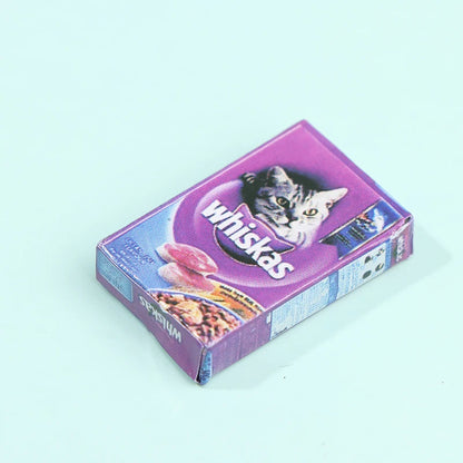 1/12 Dollhouse Miniature Pet Dog Cat Food with Bowl Kitchen Garden Decor Doll House Accessories