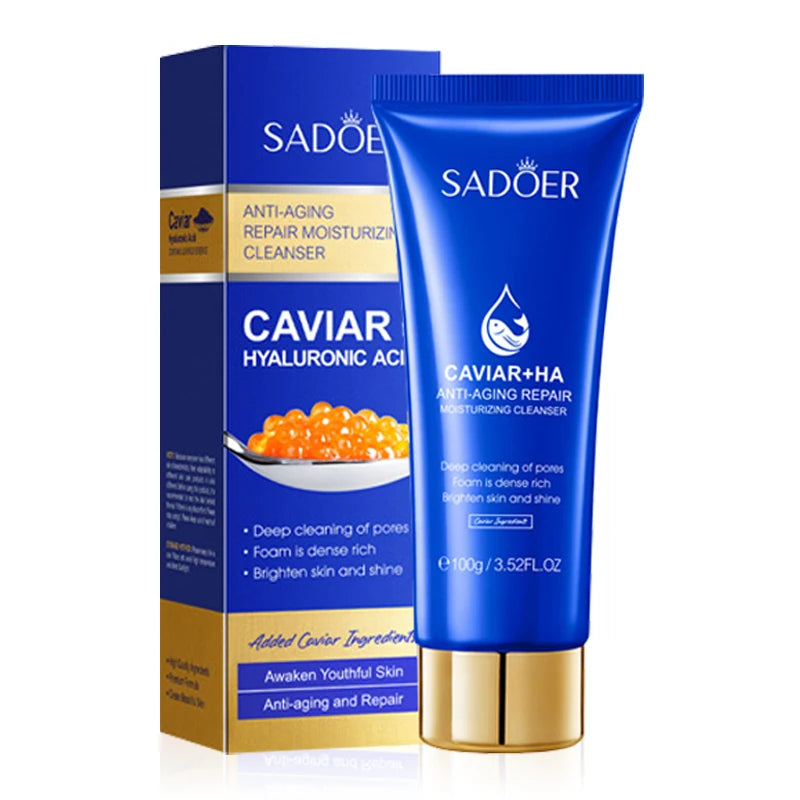 SADOER Caviar Facial Cleanser Face Wash Foam Face Cleanser Deep Cleansing Whitening Anti Wrinkle Moisturizing Skin Care