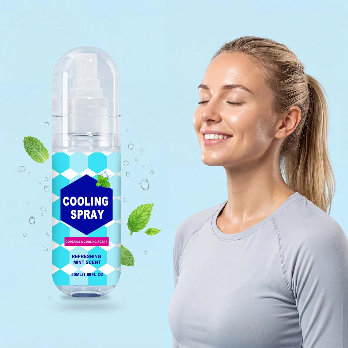 Cooling Spray for Body 50ml Summer Face Refreshing Mist Mint Scent Instant Cooling Spray for Adults Outdoor Activities Workout