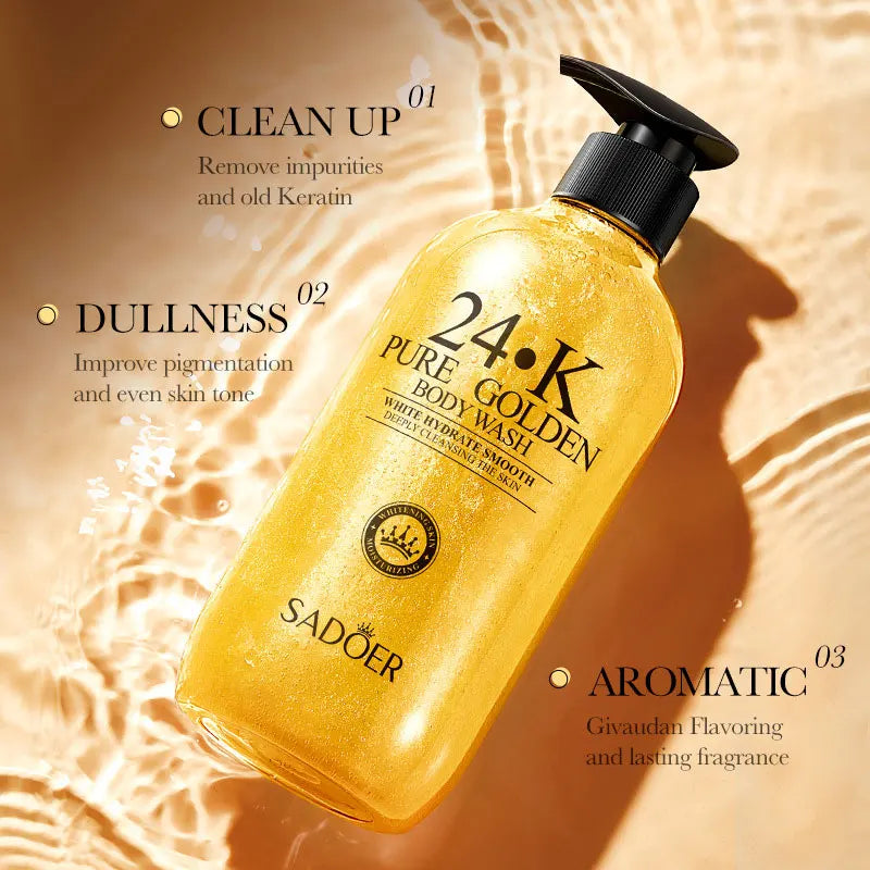 500ml24KPure Gold Body Wash Clean Long Lasting Fragrance Bath Foam Foam Bath Liquid Body Wash Shampoo Moisture Skin Clean