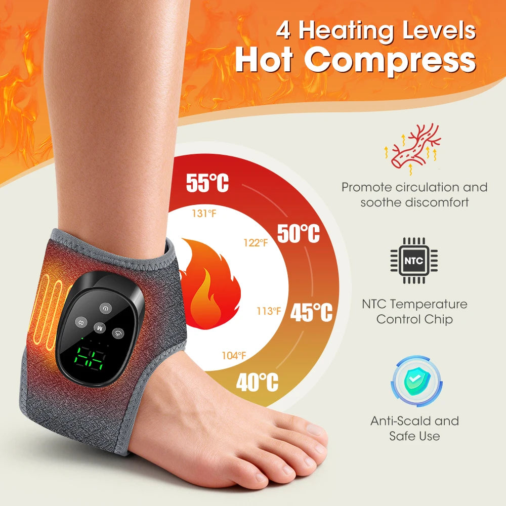 Electric Foot Massager Heated Vibration Cordless Ankle Wrap Portable Leg Care Relaxation Pad For Home Office Women Seniors