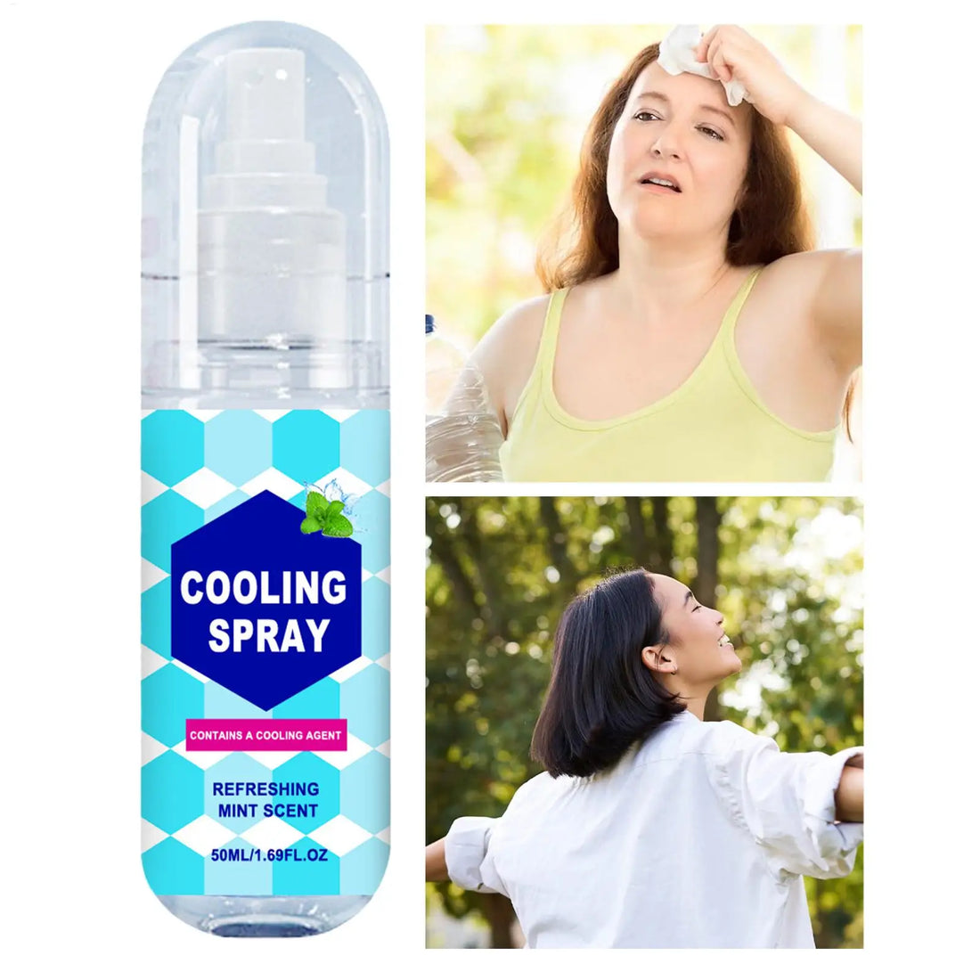 Cooling Spray for Body 50ml Summer Face Refreshing Mist Mint Scent Instant Cooling Spray for Adults Outdoor Activities Workout