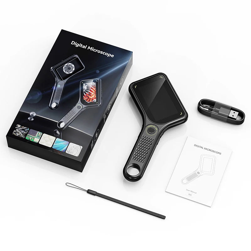 Handheld USB Digital Microscope 3.0 inch Big Screen Autofocus Digital Magnifying Glass 500x 2MP for Electronics Repair PCB Watch