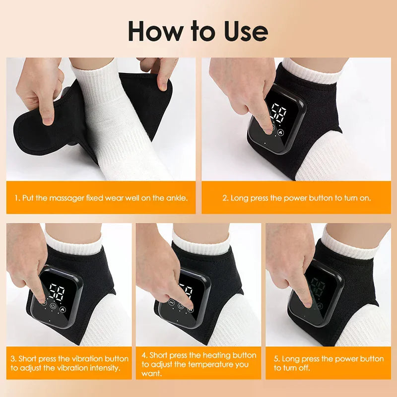 Foot Triple Method Massager, 3-in-1 Heated Foot &amp; Ankle Wrap With Vibration And Compression