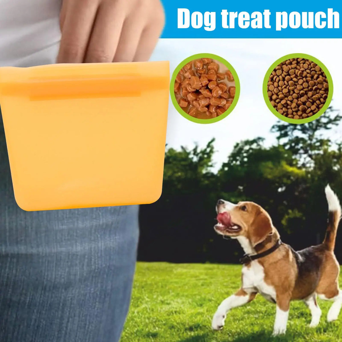 Silicone Dog Treat Pouch Dog Training Pouch Bag Sealable Training Treat Bag Training Treat Bag For Dogs Cats Pets Leashs Walking