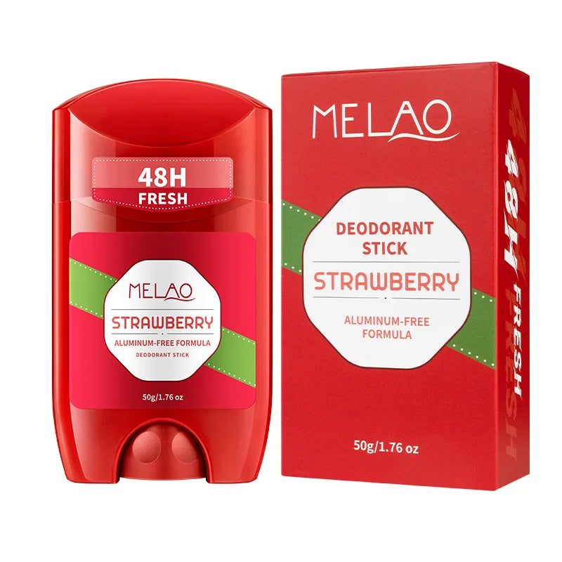 50g Strawberry-Flavored Deodorant Stick, Moisturizing and Deodorizing, with a Fresh Scent, Aluminum-Free, 72-Hour Long-Lasting Fragrance, Suitable for Daily Use on Underarms, Hands, Feet, and Body, with a Fresh Strawberry Sce