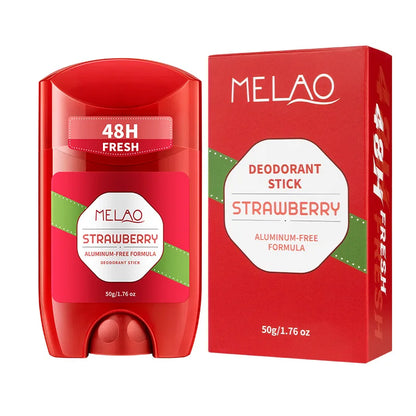 50g Strawberry-Flavored Deodorant Stick, Moisturizing and Deodorizing, with a Fresh Scent, Aluminum-Free, 72-Hour Long-Lasting Fragrance, Suitable for Daily Use on Underarms, Hands, Feet, and Body, with a Fresh Strawberry Sce
