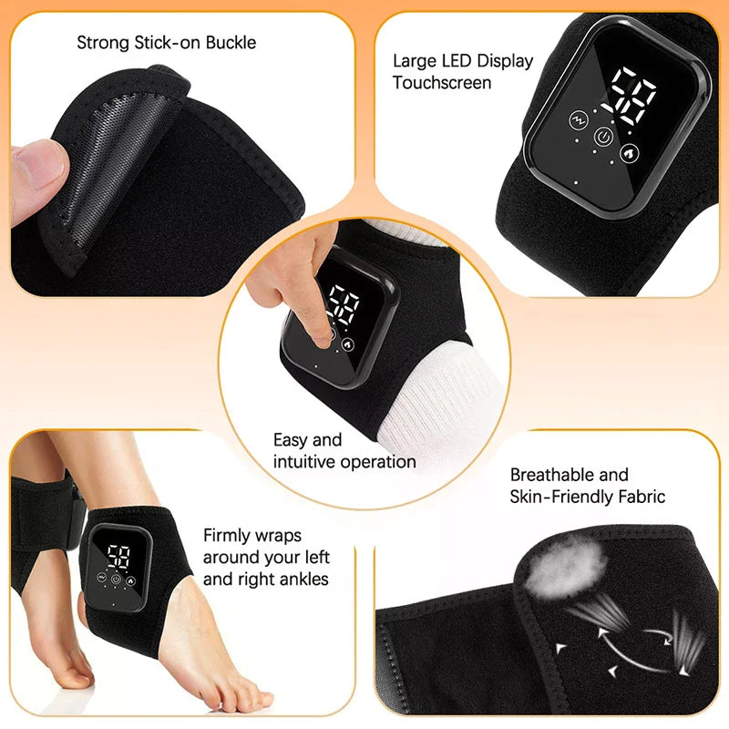 Foot Triple Method Massager, 3-in-1 Heated Foot &amp; Ankle Wrap With Vibration And Compression