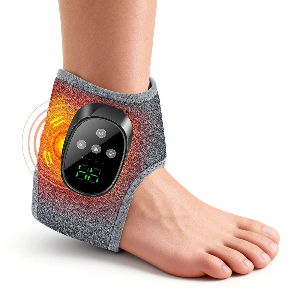 Electric Foot Massager Heated Vibration Cordless Ankle Wrap Portable Leg Care Relaxation Pad For Home Office Women Seniors