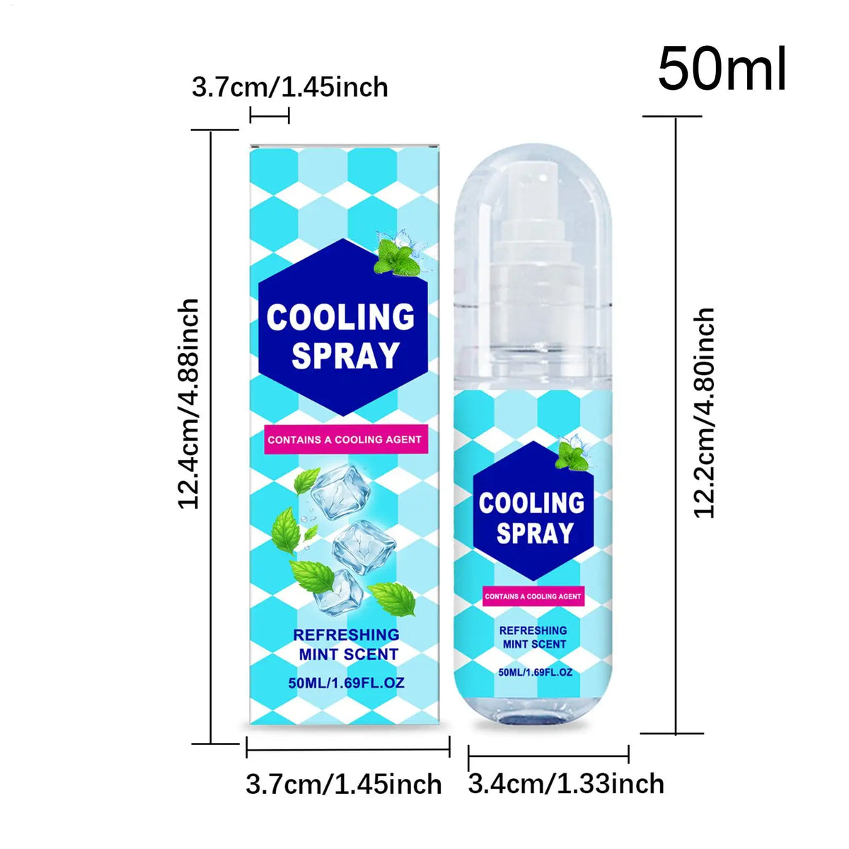 Cooling Spray for Body 50ml Summer Face Refreshing Mist Mint Scent Instant Cooling Spray for Adults Outdoor Activities Workout