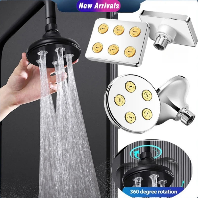 High Pressure Rainshower Head Magic Water Flow Rainfall Shower Head Mini Top Spray Water- Saving Shower Bathroom Accessories