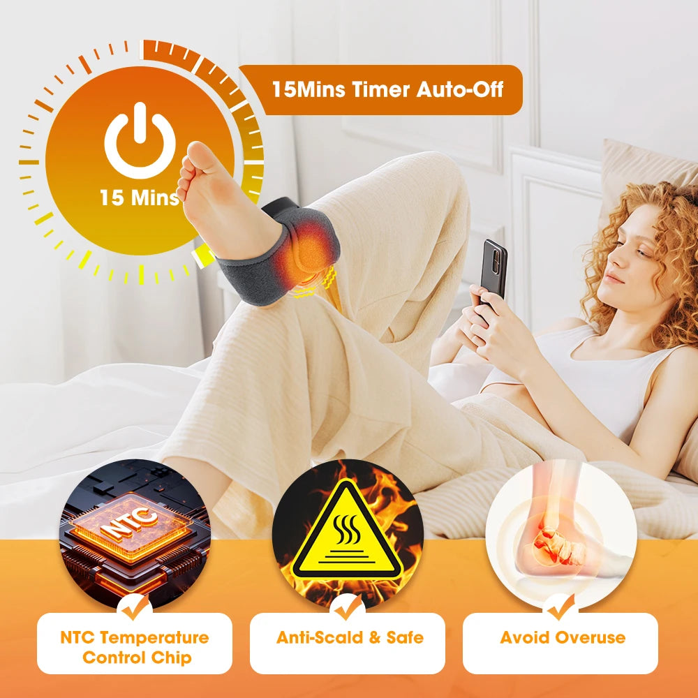 Electric Foot Massager Heated Vibration Cordless Ankle Wrap Portable Leg Care Relaxation Pad For Home Office Women Seniors