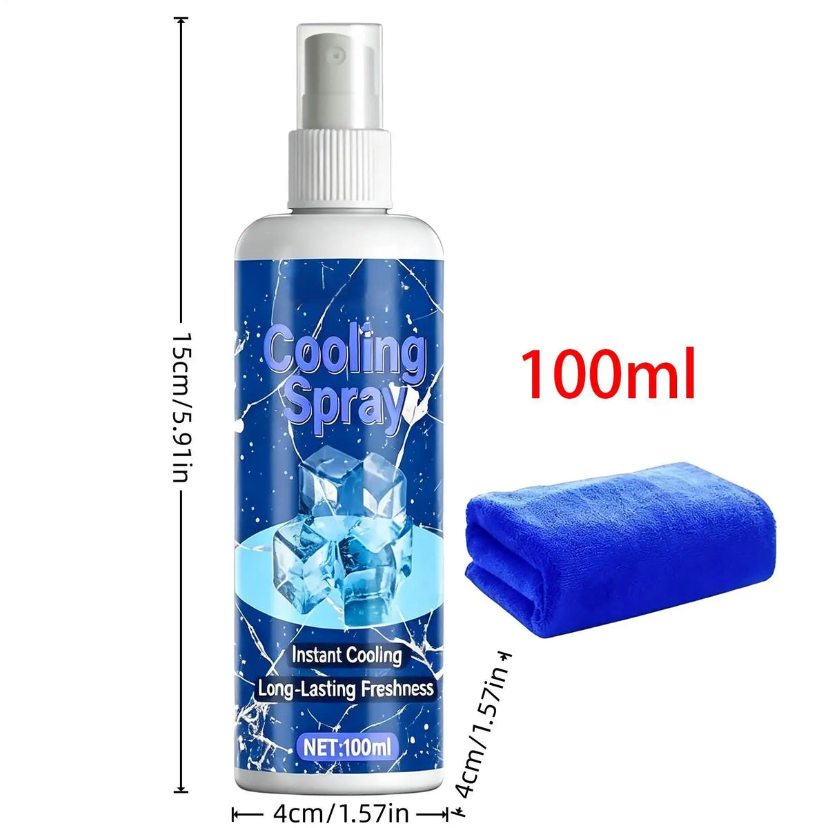 Cooling Body Spray 100ml Summer Refreshing Non Greasy Hot Weather Heat Relief Freezing Spray for Outdoor Beach Park Picnic