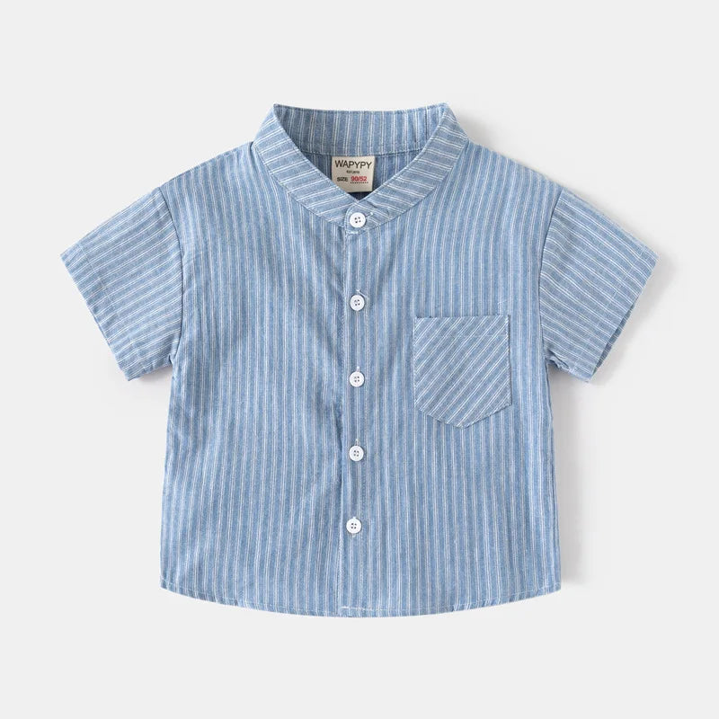 Basic White Shirts for Boys Clothes Summer 100Cotton Short Sleeve Kids Tops 2025 Toddler Boy Shirt Blue Children 2 to 8 Years