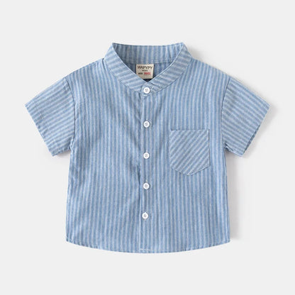 Basic White Shirts for Boys Clothes Summer 100Cotton Short Sleeve Kids Tops 2025 Toddler Boy Shirt Blue Children 2 to 8 Years